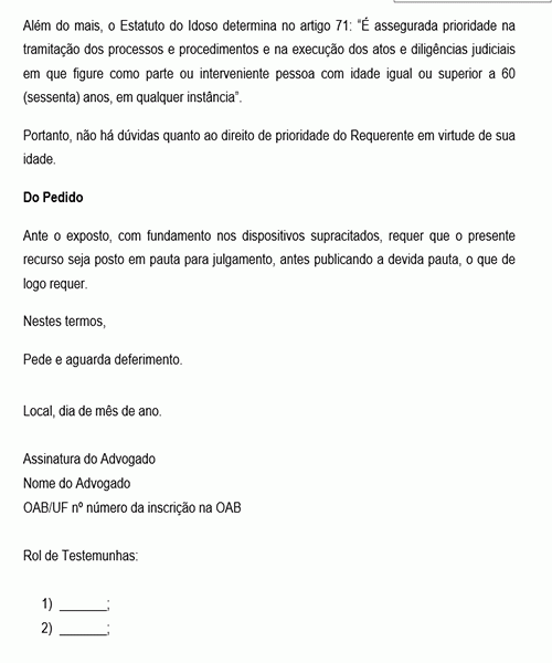 Modelo de Petição de Pedido de prioridade na tramitação de recurso ...