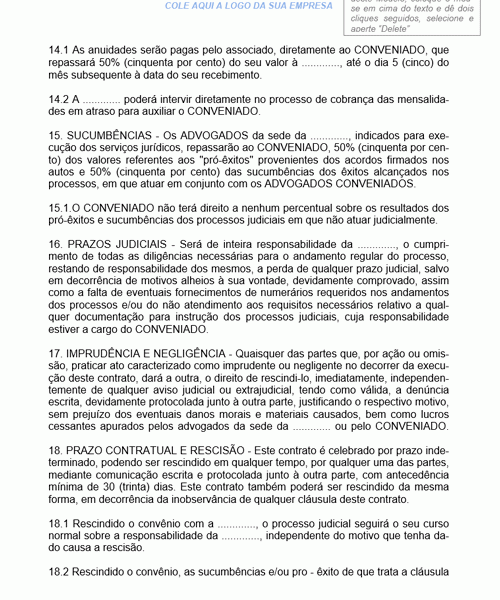 Modelo de Convênio de Prestação de Serviços de Consultoria Jurídica ...
